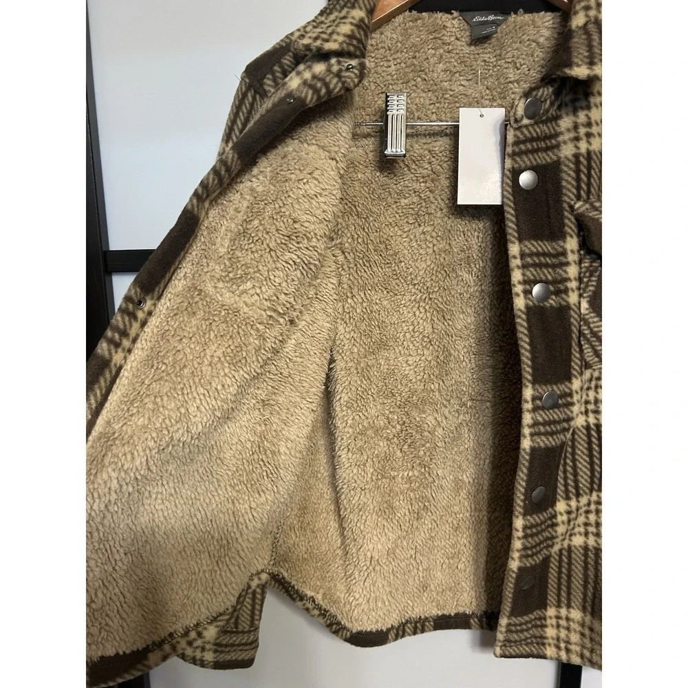 Eddie Bauer Boy's Snap Button Sherpa Lined‎ Shirt Jacket Kids Size 8